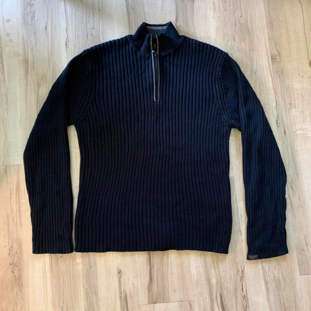 Vintage 1990s navy blue‎ Nautica quarter zip, heavy knit sweater